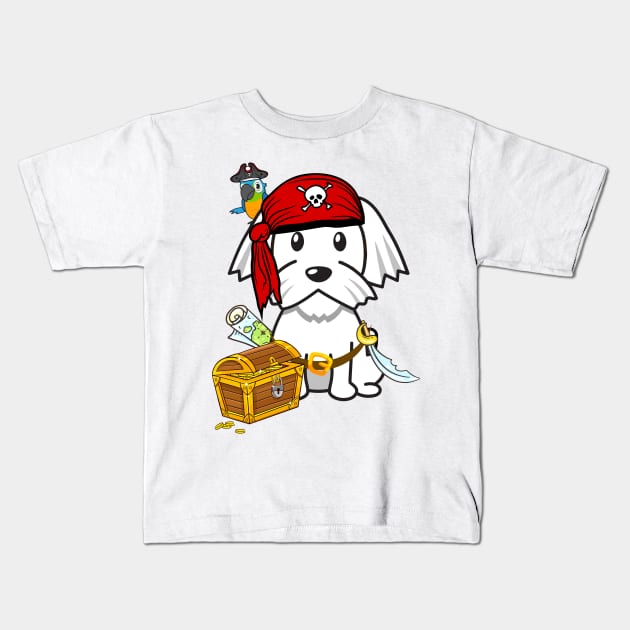 Cute white dog is a pirate Kids T-Shirt by Pet Station